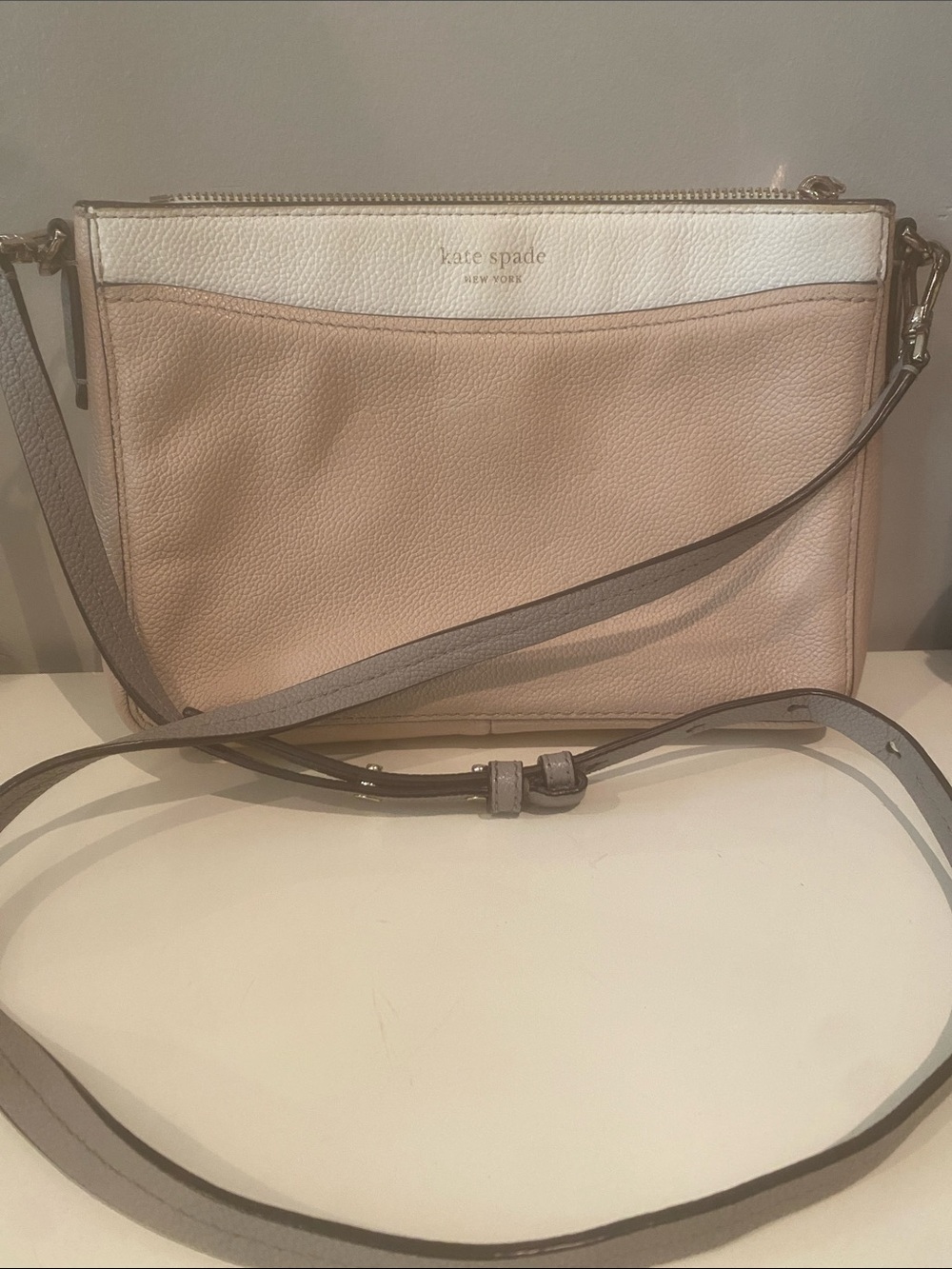kate spade Two-Tone Blush and Cream Pebbled Leather Crossbody